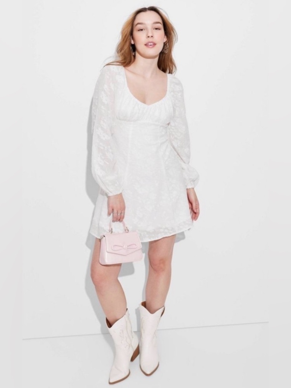 wild fable White Long-Sleeve Mini Dress